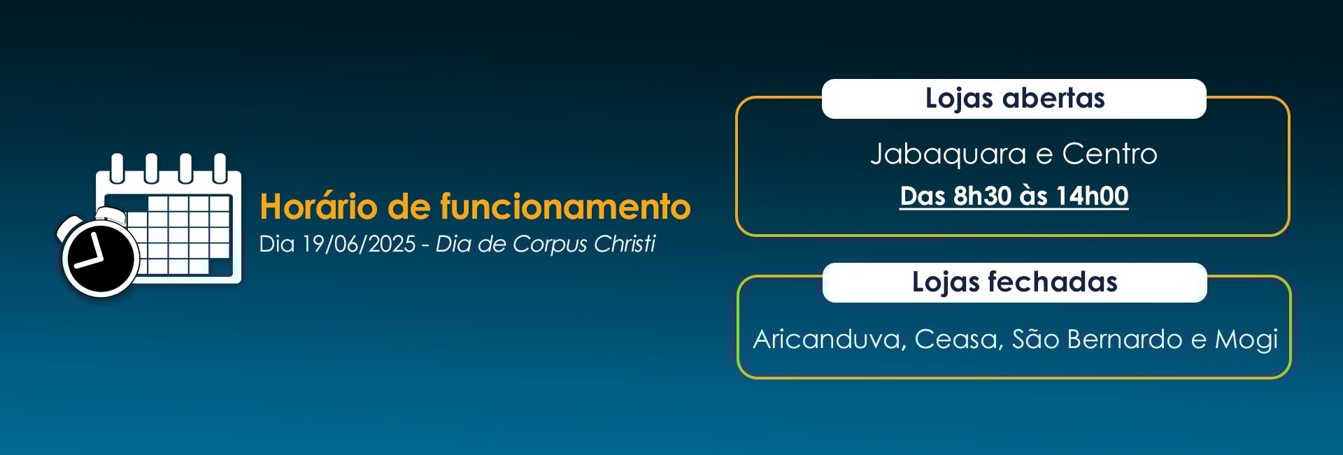 HORÁRIO DE FUNCIONAMENTO