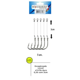 Anzol Barão Encastoado Rígido 12147 Nº4 C/5un 635