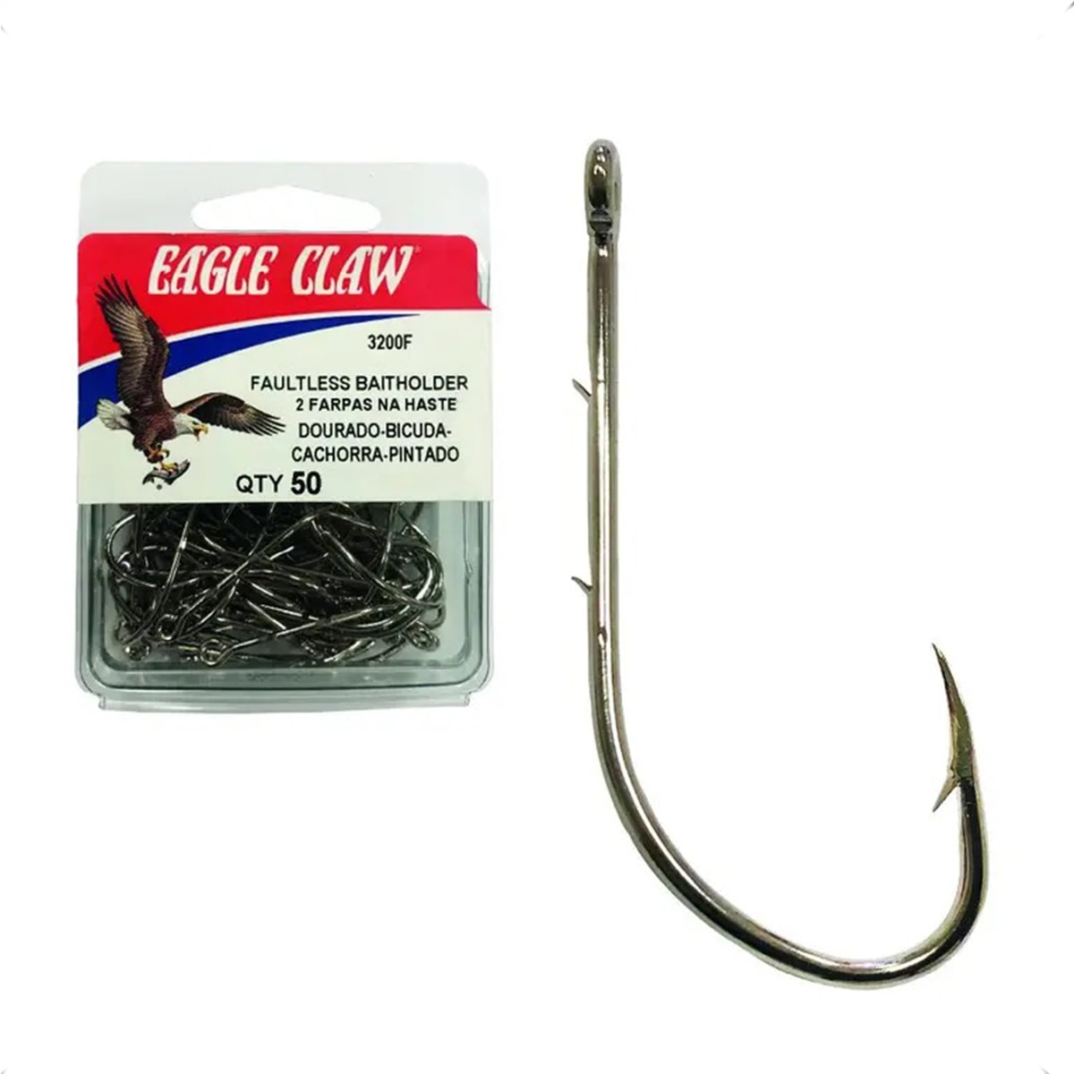 Anzol Eagle Claw C/Farpa 3200F C/50un – Tam 5/0 - Sugoi Big Fish