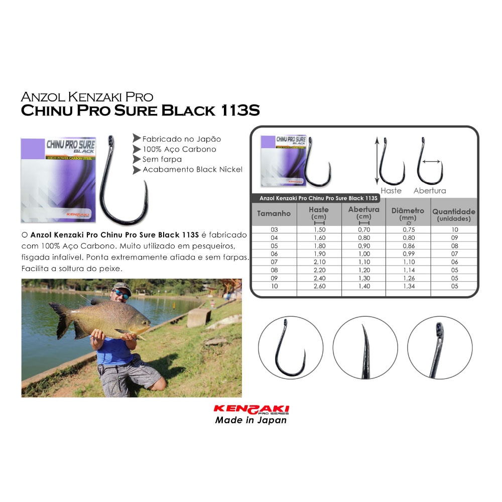 ABU取引 Anzol Kenzaki Pro Chinu Pro Sure Black 113S N°07 C/ 06 - Sugoi Big