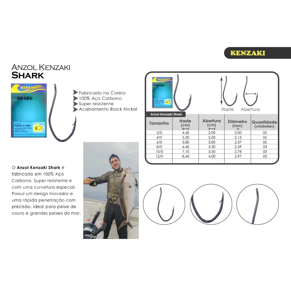 Anzol Kenzaki Shark 12/0 C/ 3 Unidades - Sugoi Big Fish