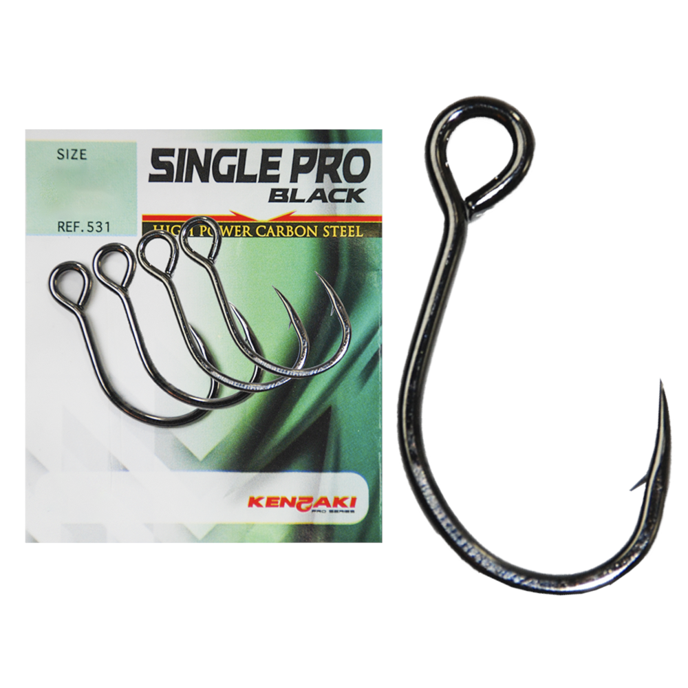 Anzol Kenzaki Single Pro Black 531 N°3/0 C/ 4 Unidades - Sugoi Big