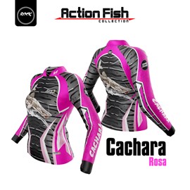 Camiseta Rock Fishing Feminino Dry 50UV Cachara Rosa
