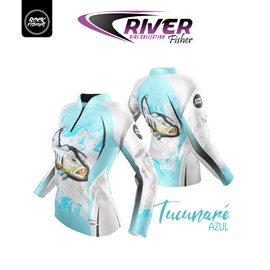 Camiseta Rock Fishing Feminino Dry River Tucuna Azul