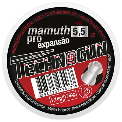 Chumbinho Technogun Mamuth 5,5mm C/ 125 unidades