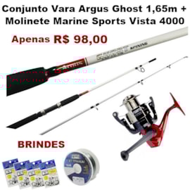 CONJUNTO VARA ARGUS GHOST 1,65M + MOLINETE MARINE SPORTS VISTA 4000 + BRINDES CONJUNTO VARA ARGUS GHOST 1,65M + MOLINETE MARINE SPORTS VISTA 4000 + BRINDES