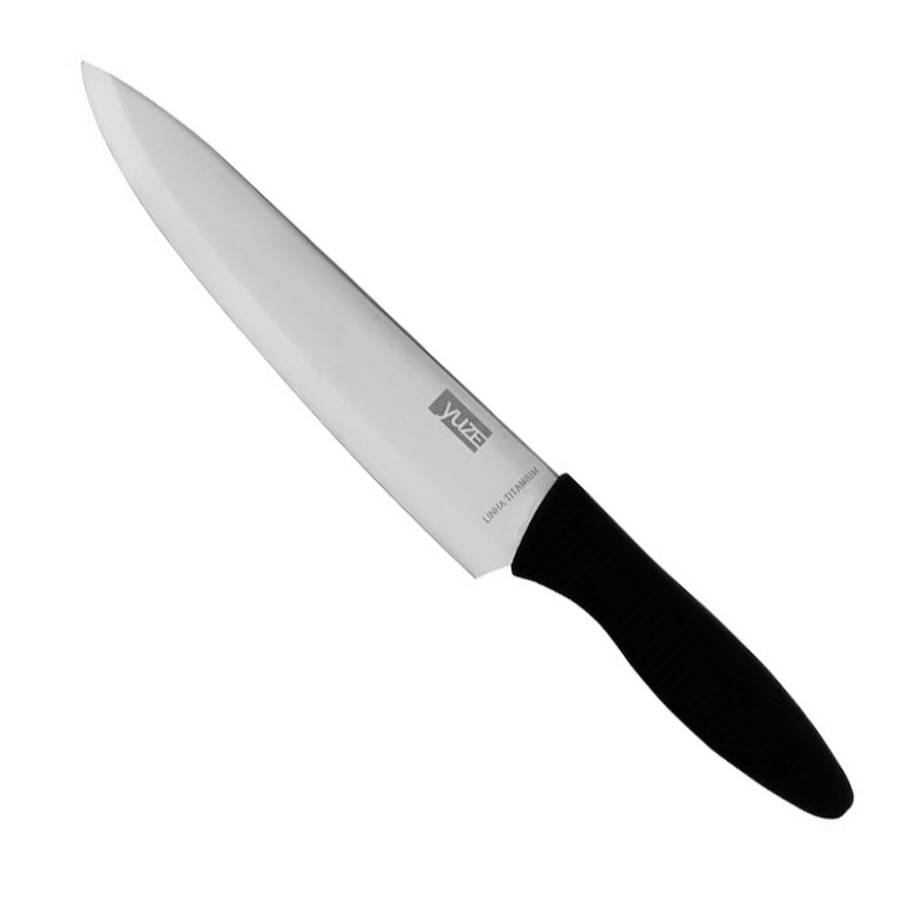 Faca Yuze Titanium Silver Chef 8" Preto