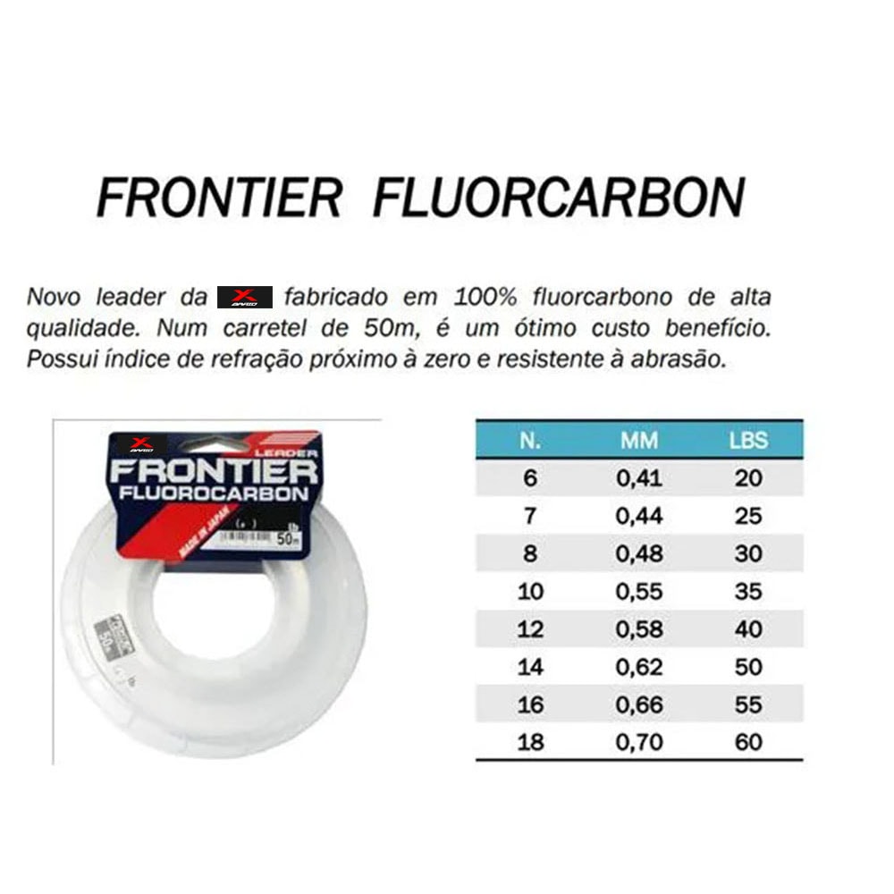 Leader X-BRAID Frontier Fluorocarbon #18 60lb(0,70mm) C/ 50m