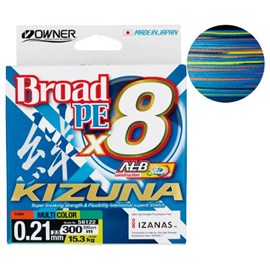 Linha Owner Broad KIZUNA 8X Multicolor PE 2.5 34lb C/300m