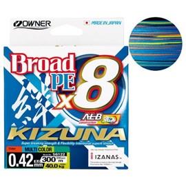 Linha Owner Broad KIZUNA 8X Multicolor PE 8.0 89lb C/300m
