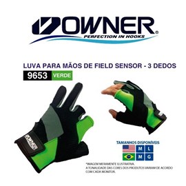 Luva Owner 2-0-9653 - Tamanho L C/3 Dedos – Preto/Verde