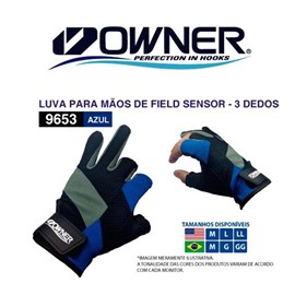 Luva Owner 2-0-9653 - Tamnho LL C/3 Dedos – Preto/Azul
